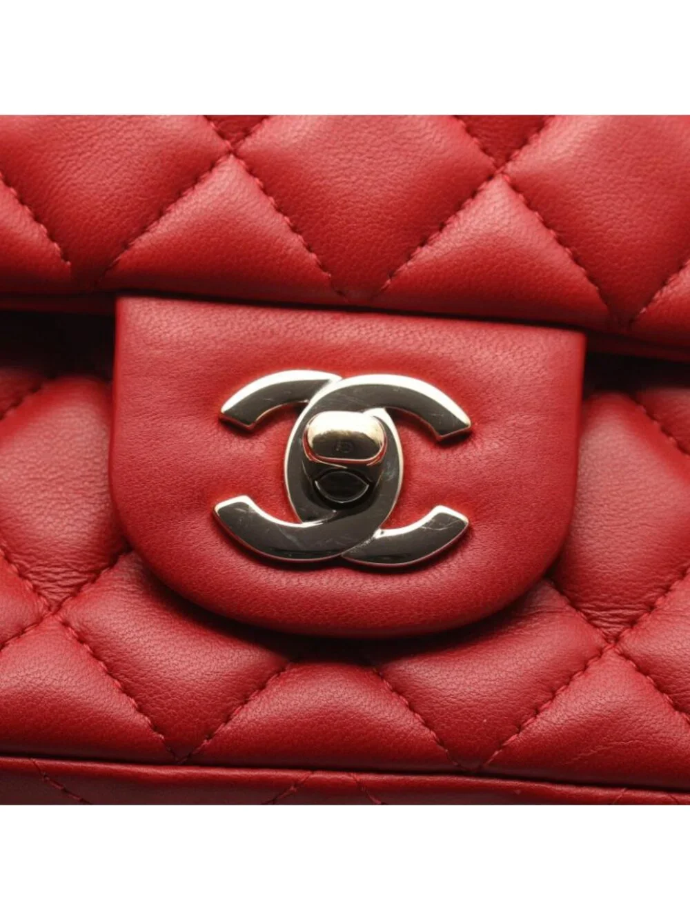 Chanel Shoulder Bag Mini Quilted 20 Red Lambskin Chain
